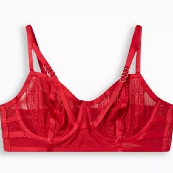 Torrid Curve Red Straps and Lace Longline Bra 2x 18-20 - Picture 3 of 11